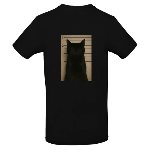 Tee-Shirt Noir Homme 100% Coton ( chat noir )