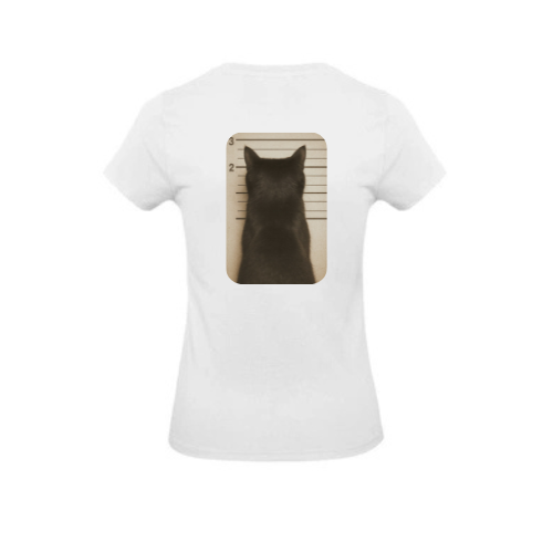 Tee Shirt Femmes Blanc 100% Coton ( Chat )