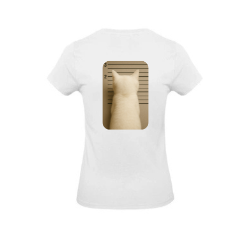 Tee Shirt Femmes Blanc 100% Coton ( chat )