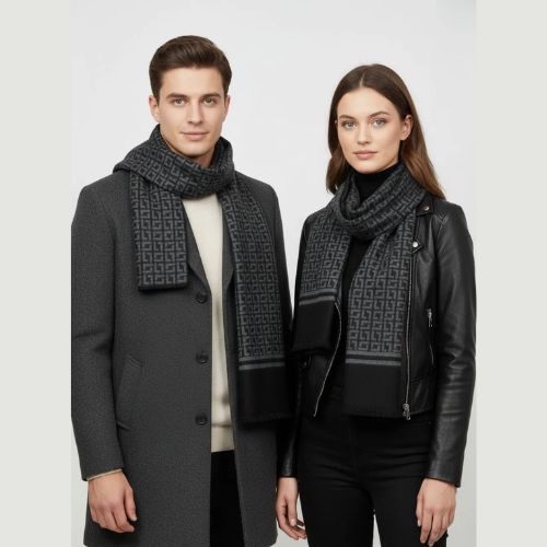 foulard homme femme en laine 30*185cm ( Noir )