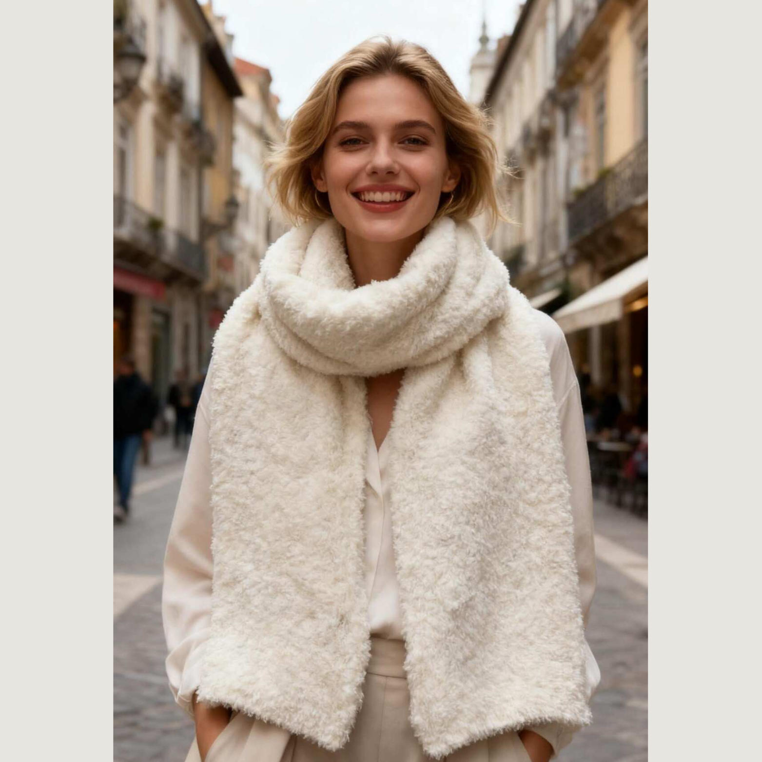 Foulard écharpe effet mouton ( écru )