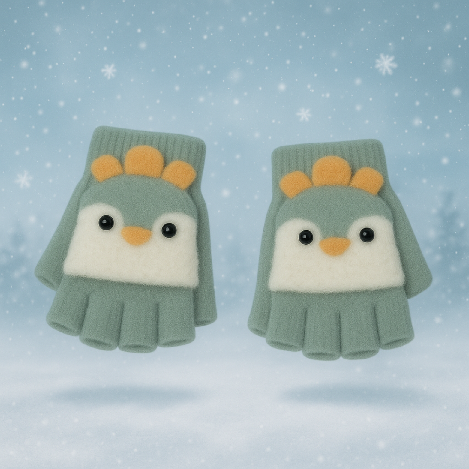 Gants enfant Mitaine Moufle extensible élastique - 2 à 6 ans - Lapins ( Vert )