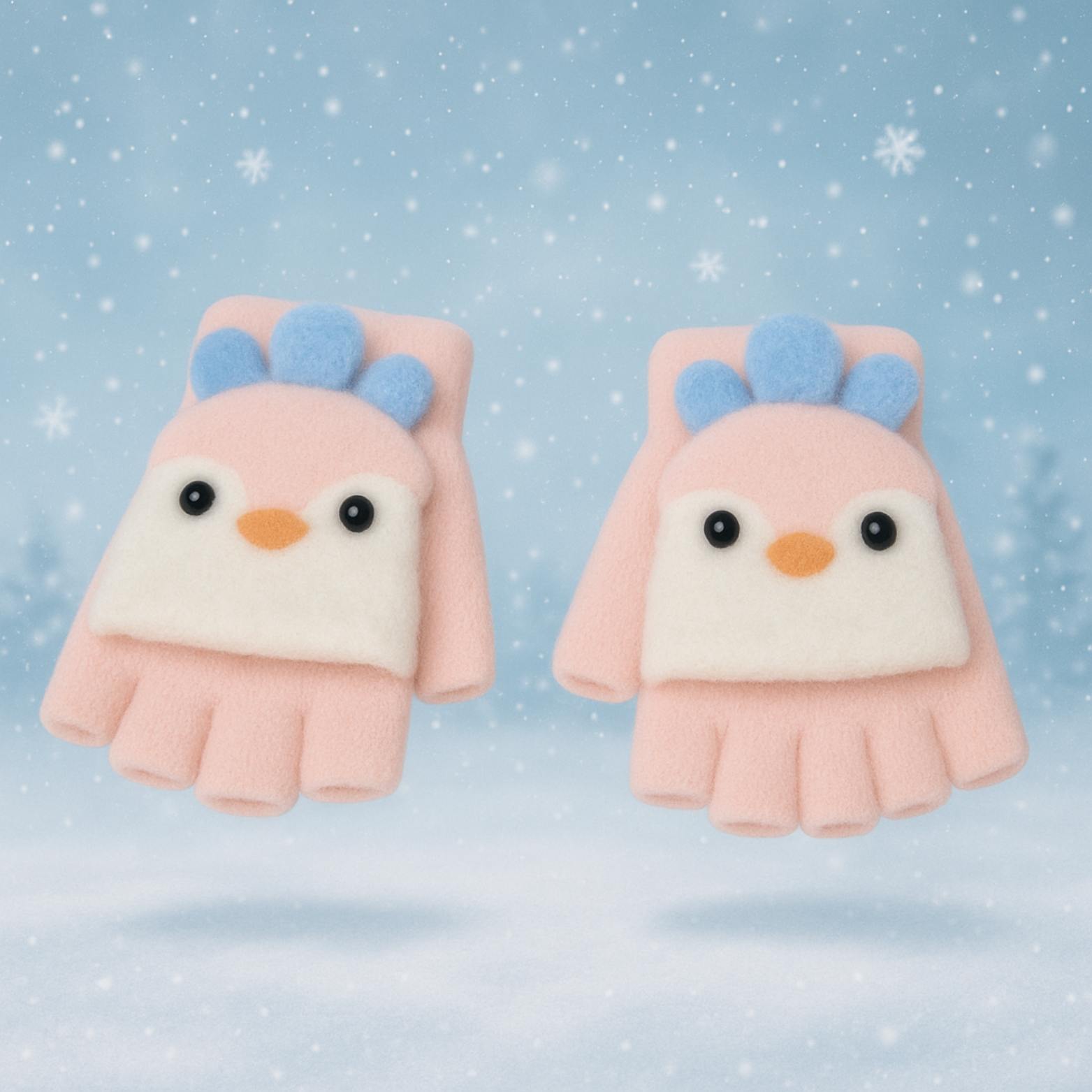 Gants enfant Mitaine Moufle extensible élastique - 2 à 6 ans - Lapins ( Rose )