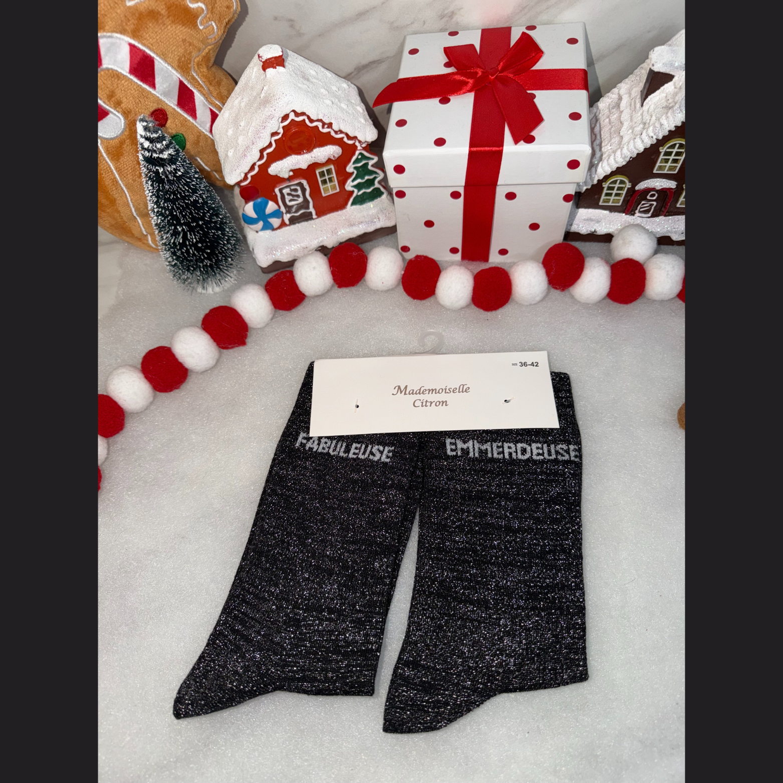 Chaussette à message « fabuleuse emmerdeuse  » Noir