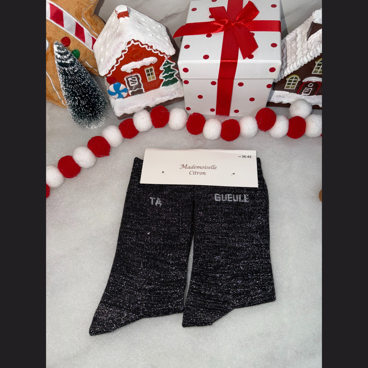 Chaussette à message « ta gueule  » Noir