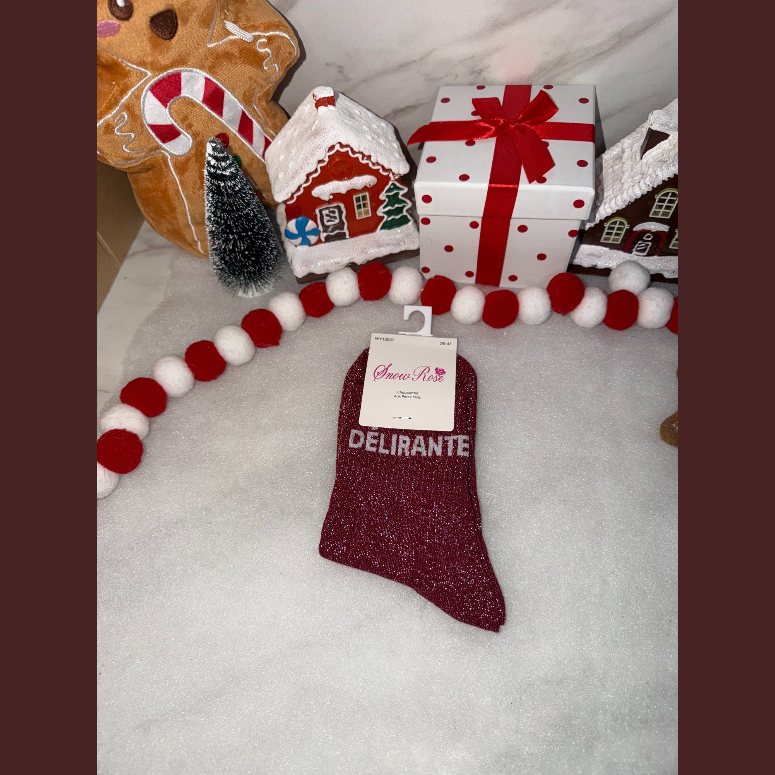 Chaussette à message « Délirante  » Bordeaux