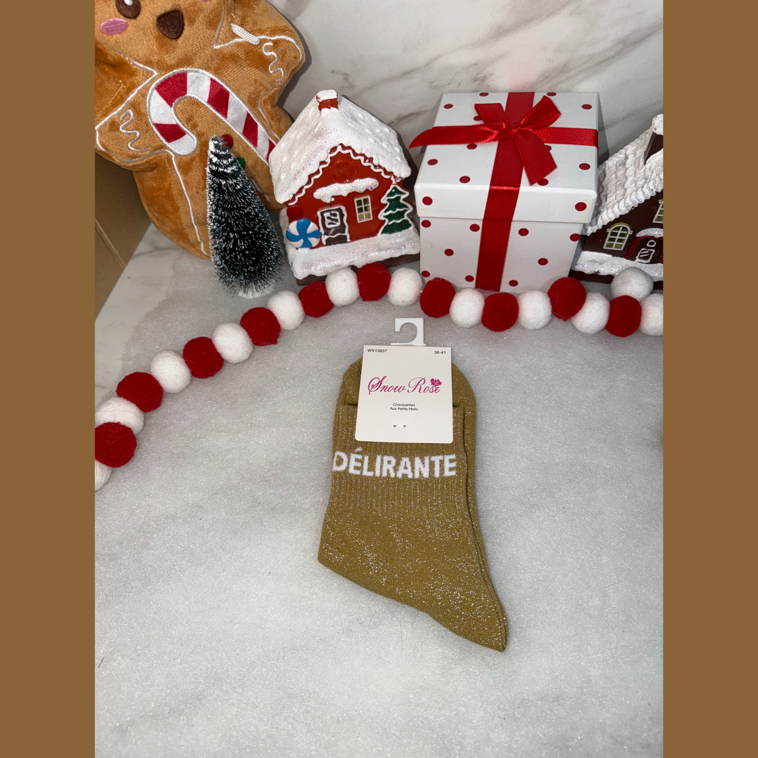 Chaussette à message « Délirante » Or foncée