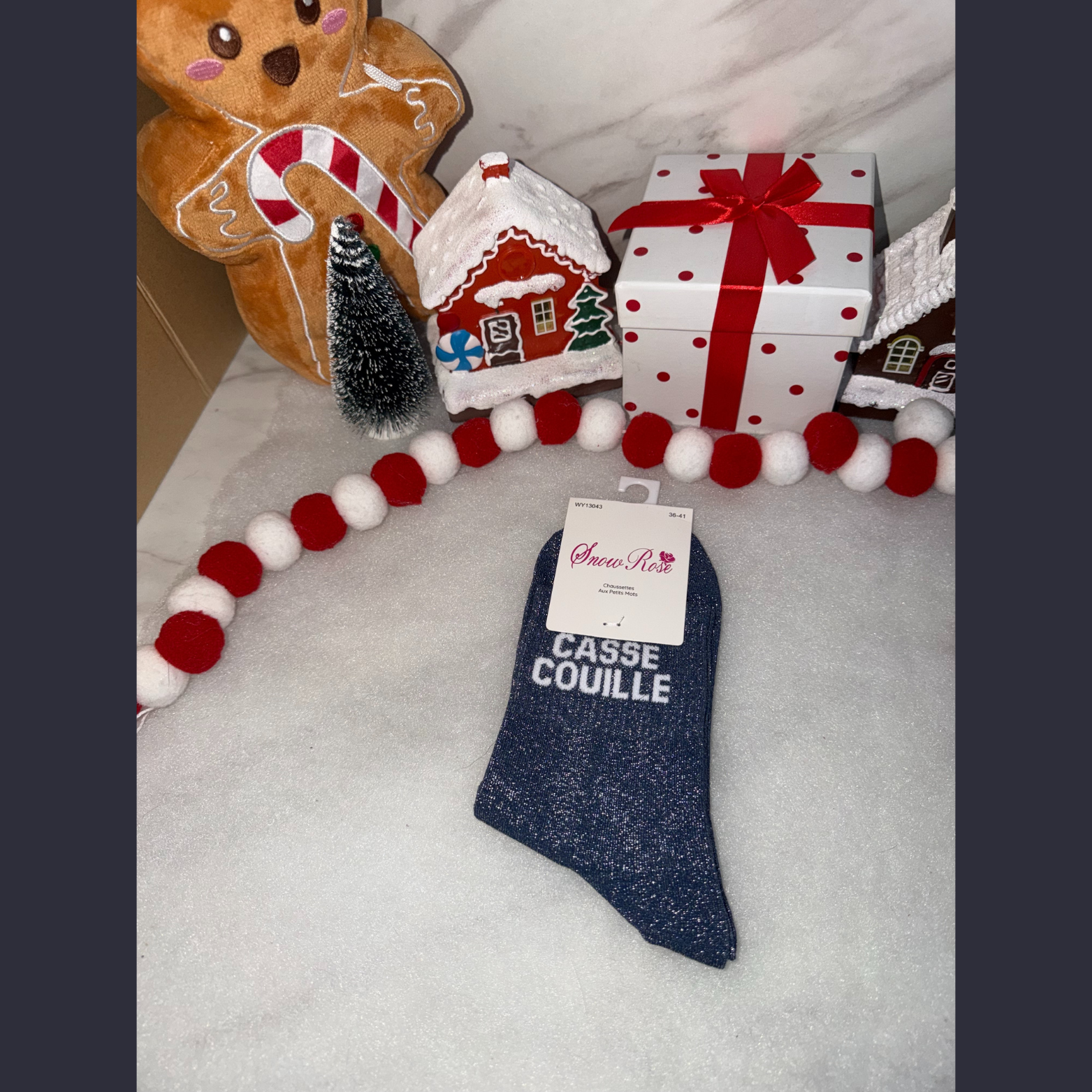 Chaussette à message « Casse couille » Bleu