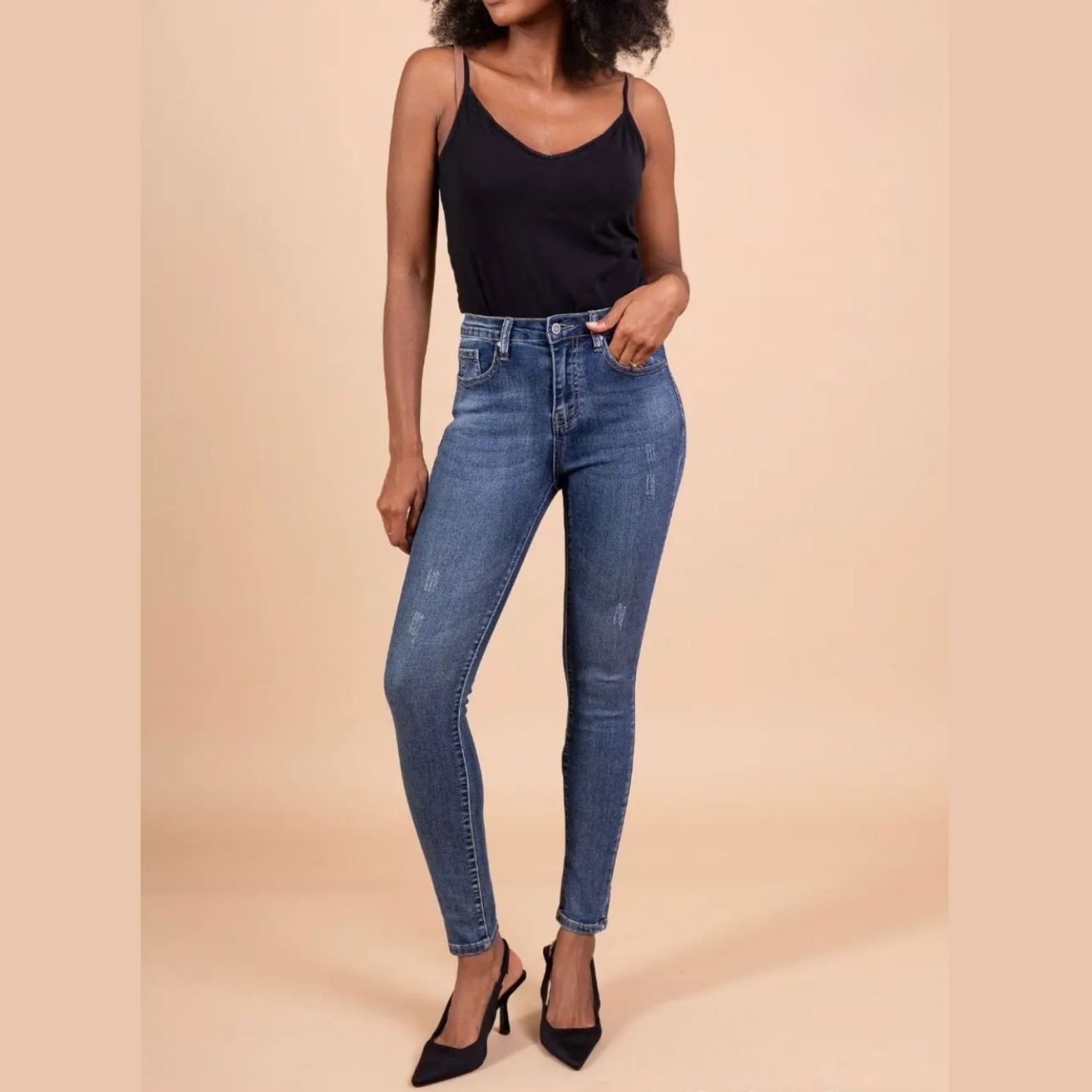 Jean skinny taille haute stretch