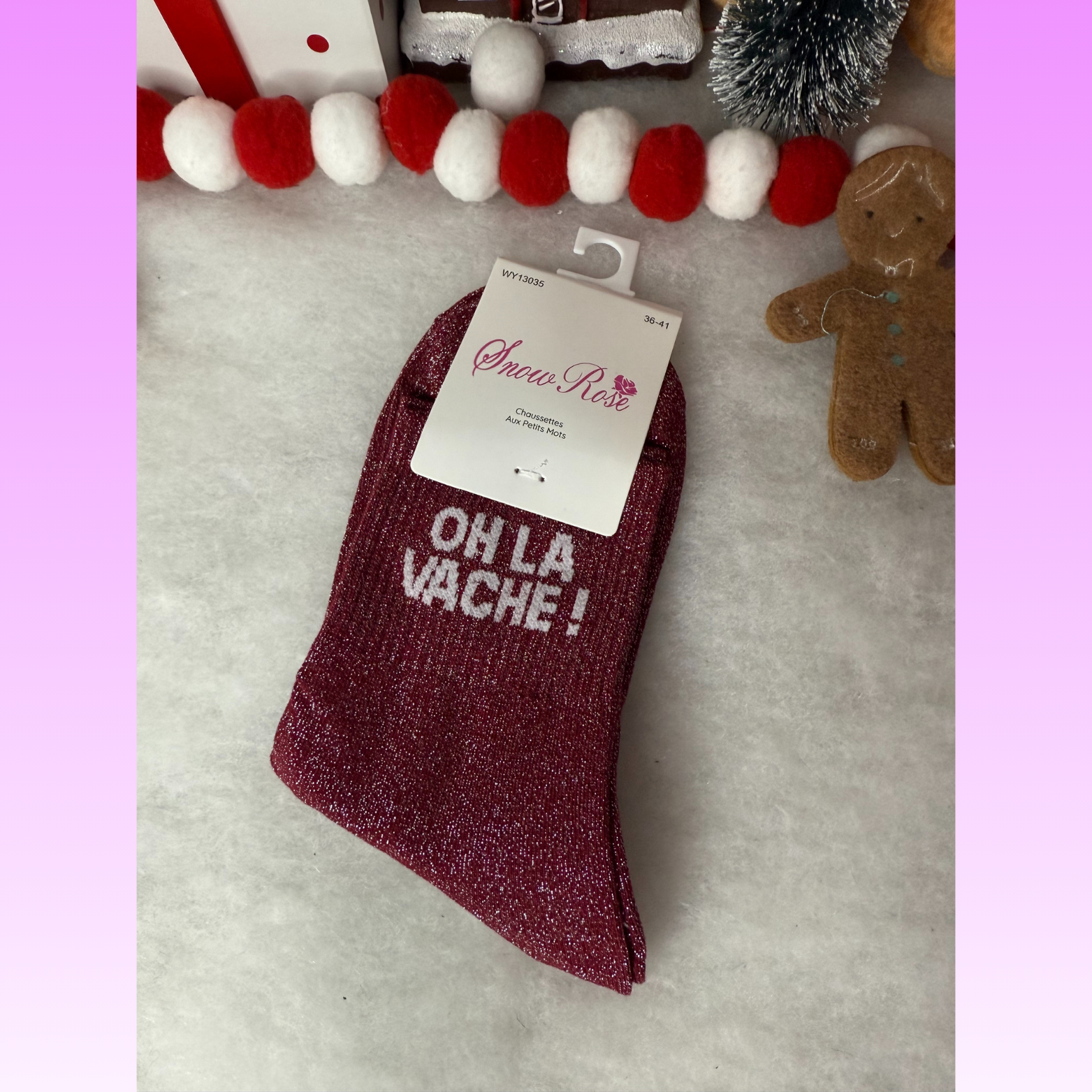 Chaussette à message « oh la vache » Bordeaux