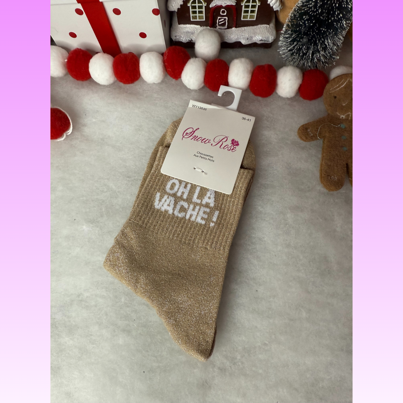 Chaussette à message « oh la vache » Or