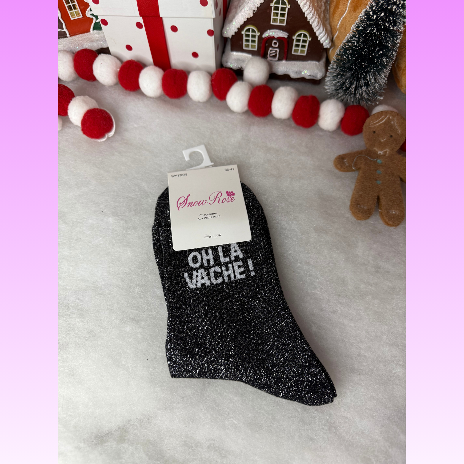 Chaussette à message « oh la vache »  Noir