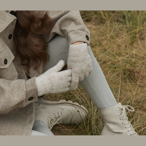 Gants en maille côtelée ( Amande )