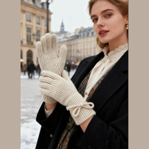 Gant en tricot lurex ( Blanc )