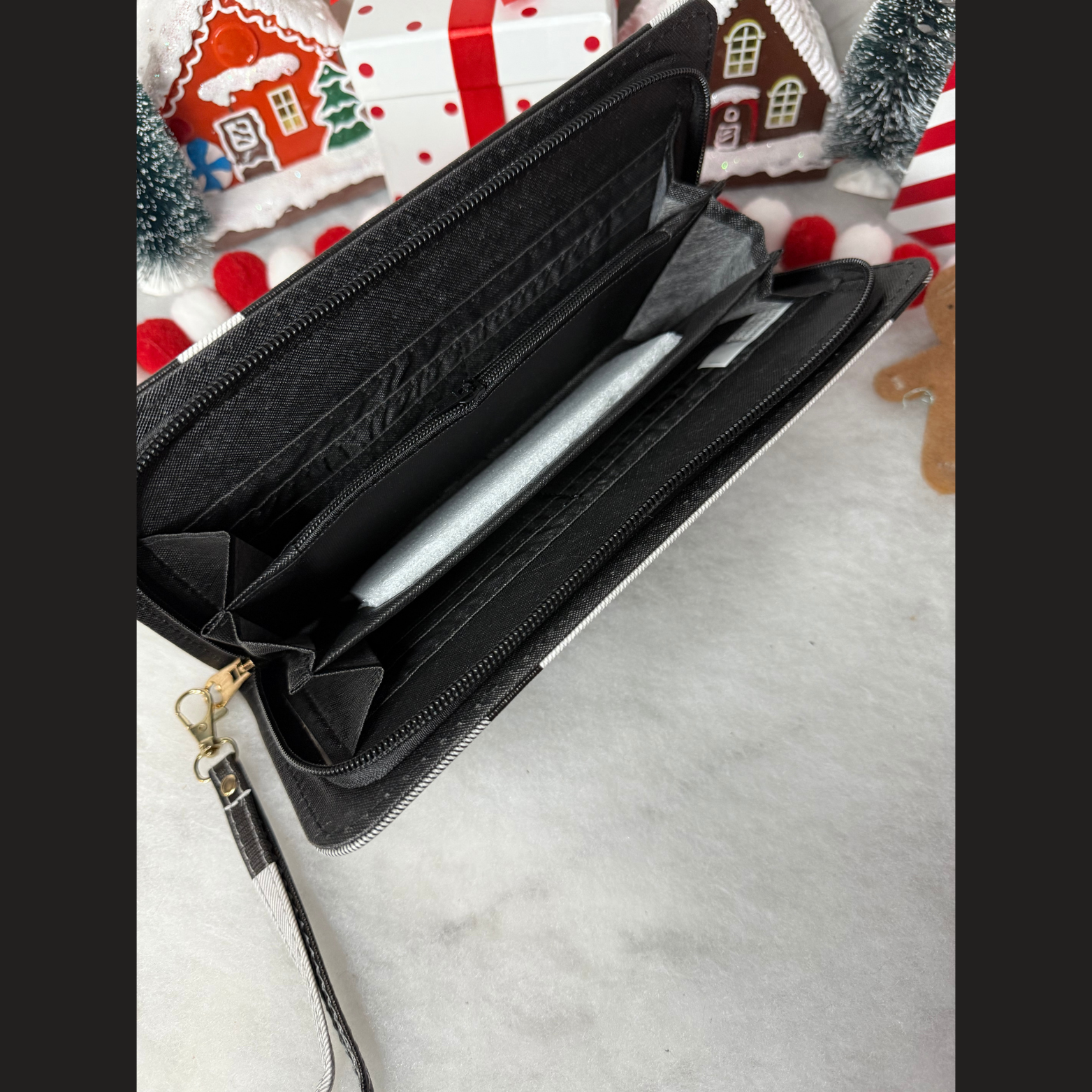 Pochette soirée Porte-monnaie Femme avec poignee ( Noir )