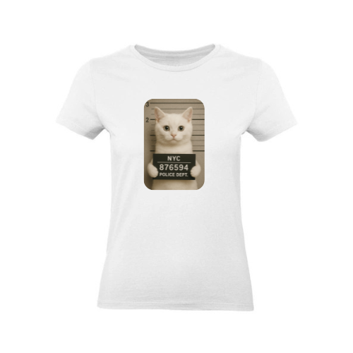 Tee Shirt Femmes Blanc 100% Coton ( chat )