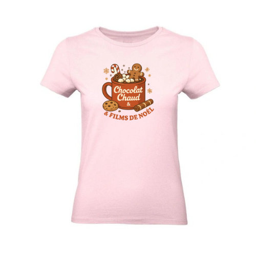 Tee Shirt Femmes Rose 100% Coton ( Noel )