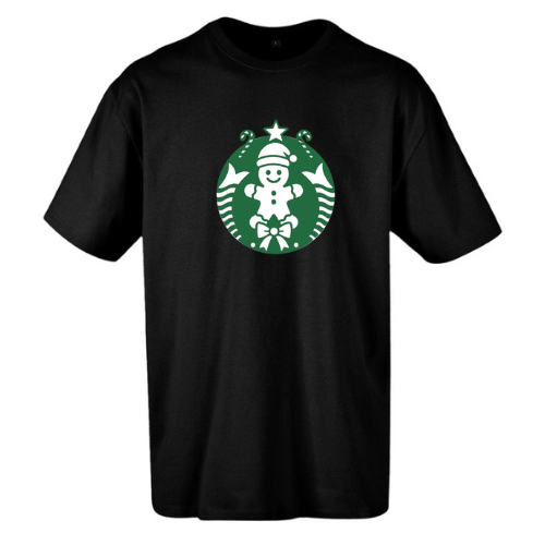 T-shirt Noir Oversize Confort Classique pour Homme ( Noël )