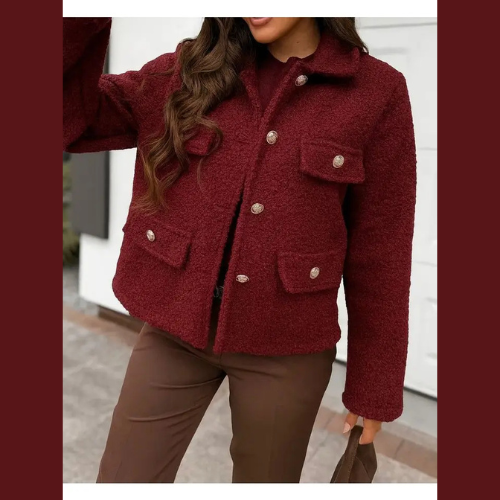 Veste bouclette Couleur Bordeaux