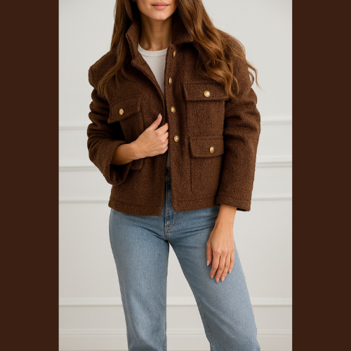 Veste bouclette Couleur Maron