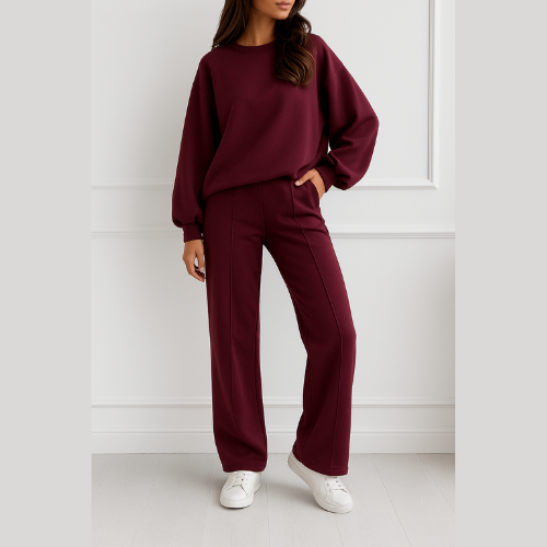 Ensemble sweat et pantalon large Bordeaux