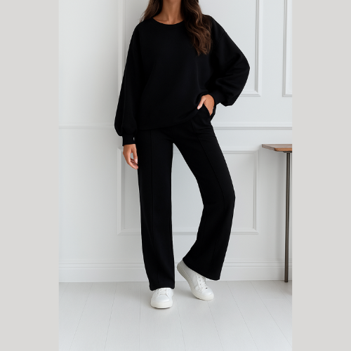Ensemble sweat et pantalon large Noir