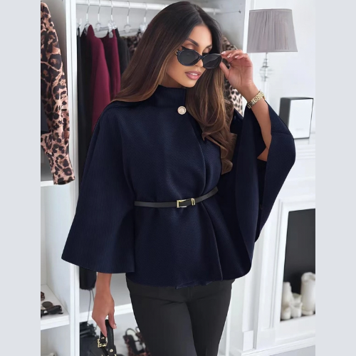 Cape poncho élégante avec ceinture idéal pour l’automne ( Marine )