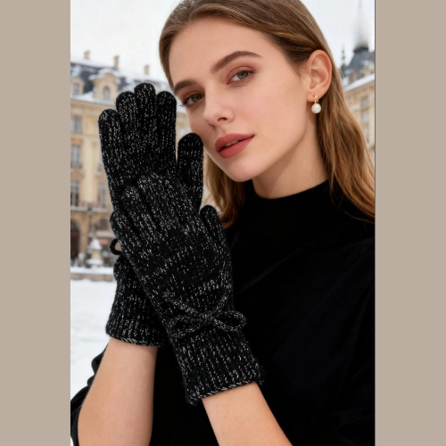 Gant en tricot lurex ( Noir )