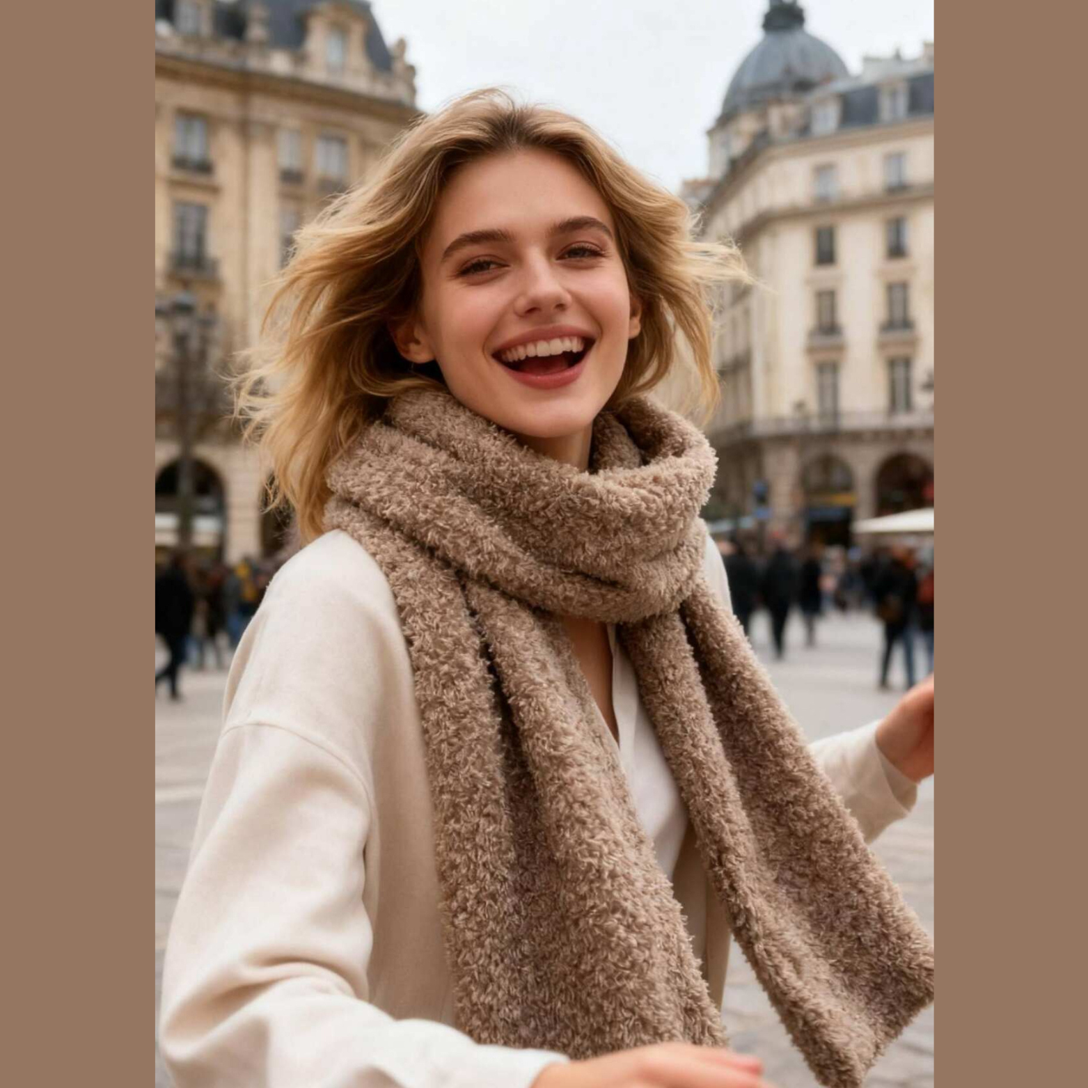 Foulard écharpe effet mouton ( Caramel )