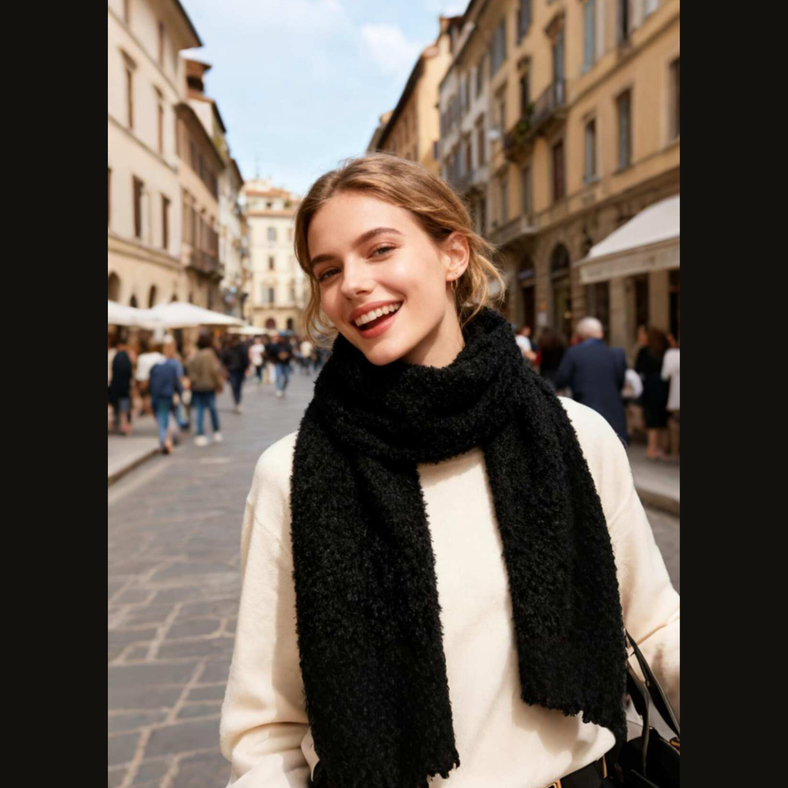 Foulard écharpe effet mouton ( Noir )