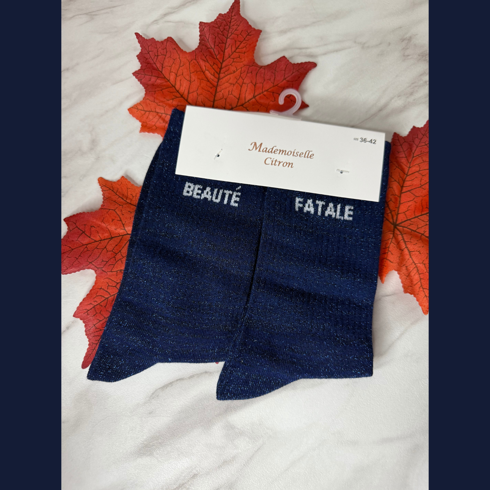 chaussettes à message « Beauté Fatale » Bleu marine