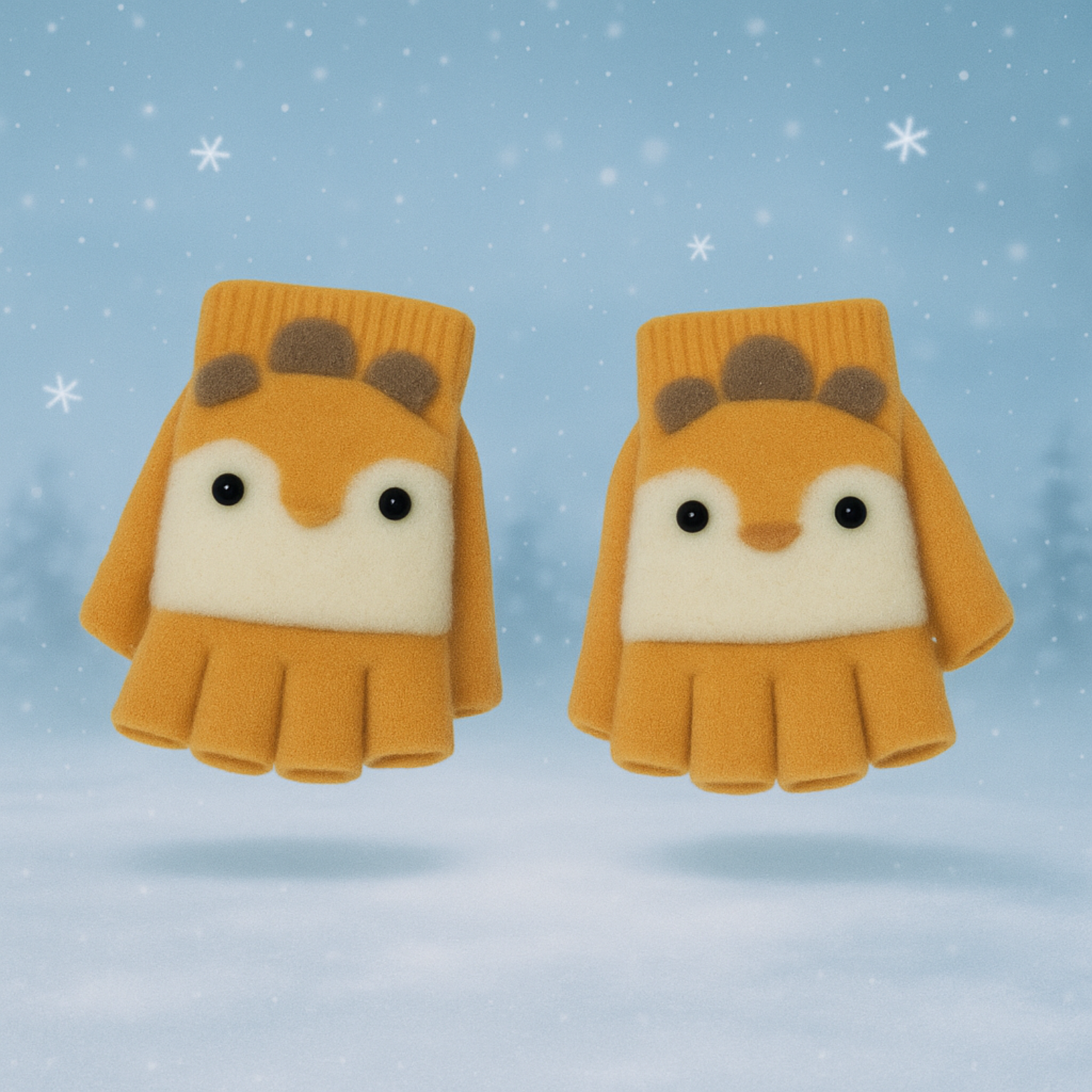 Gants enfant Mitaine Moufle extensible élastique - 2 à 6 ans - Lapins ( Orange )