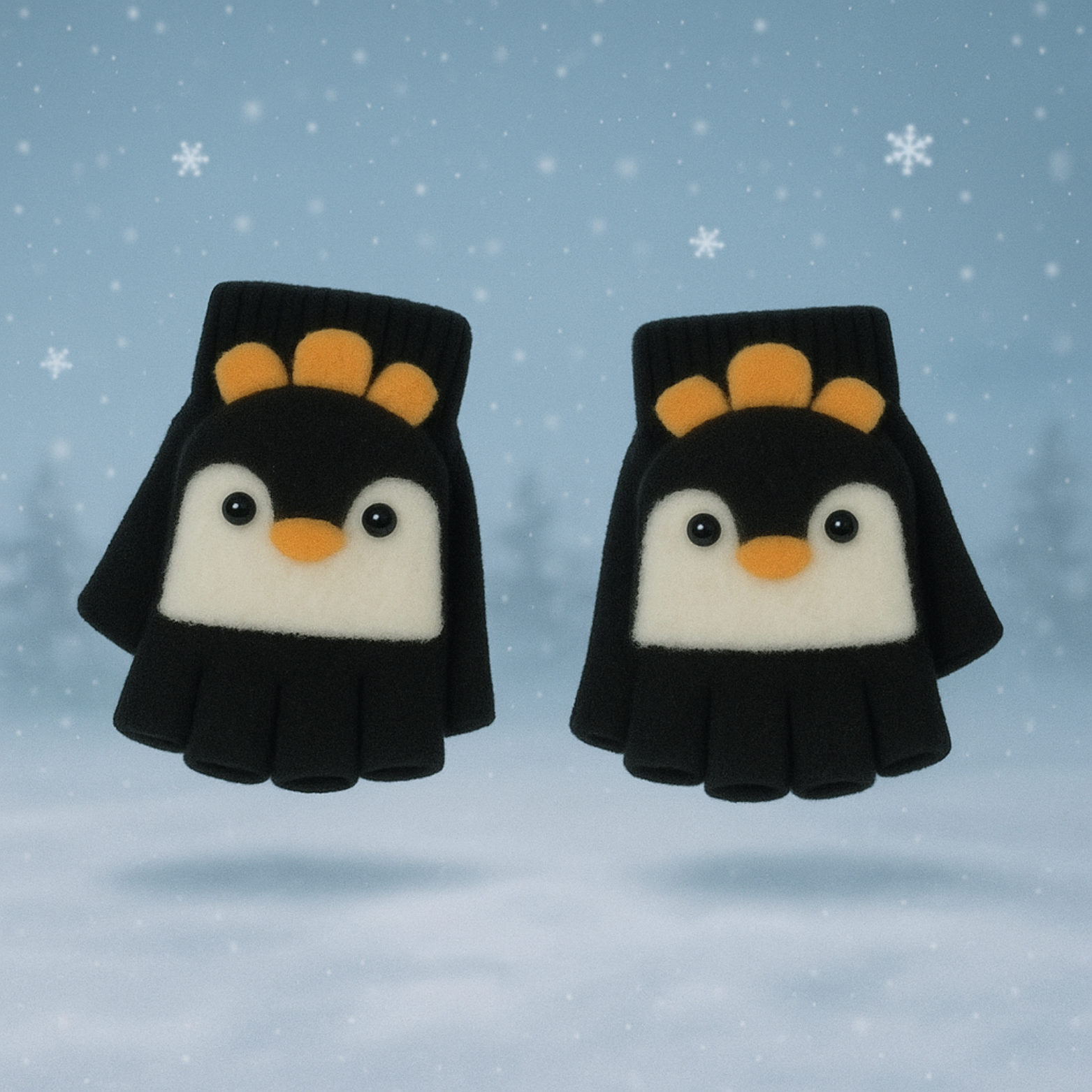 Gants enfant Mitaine Moufle extensible élastique - 2 à 6 ans - Lapins ( Noir )