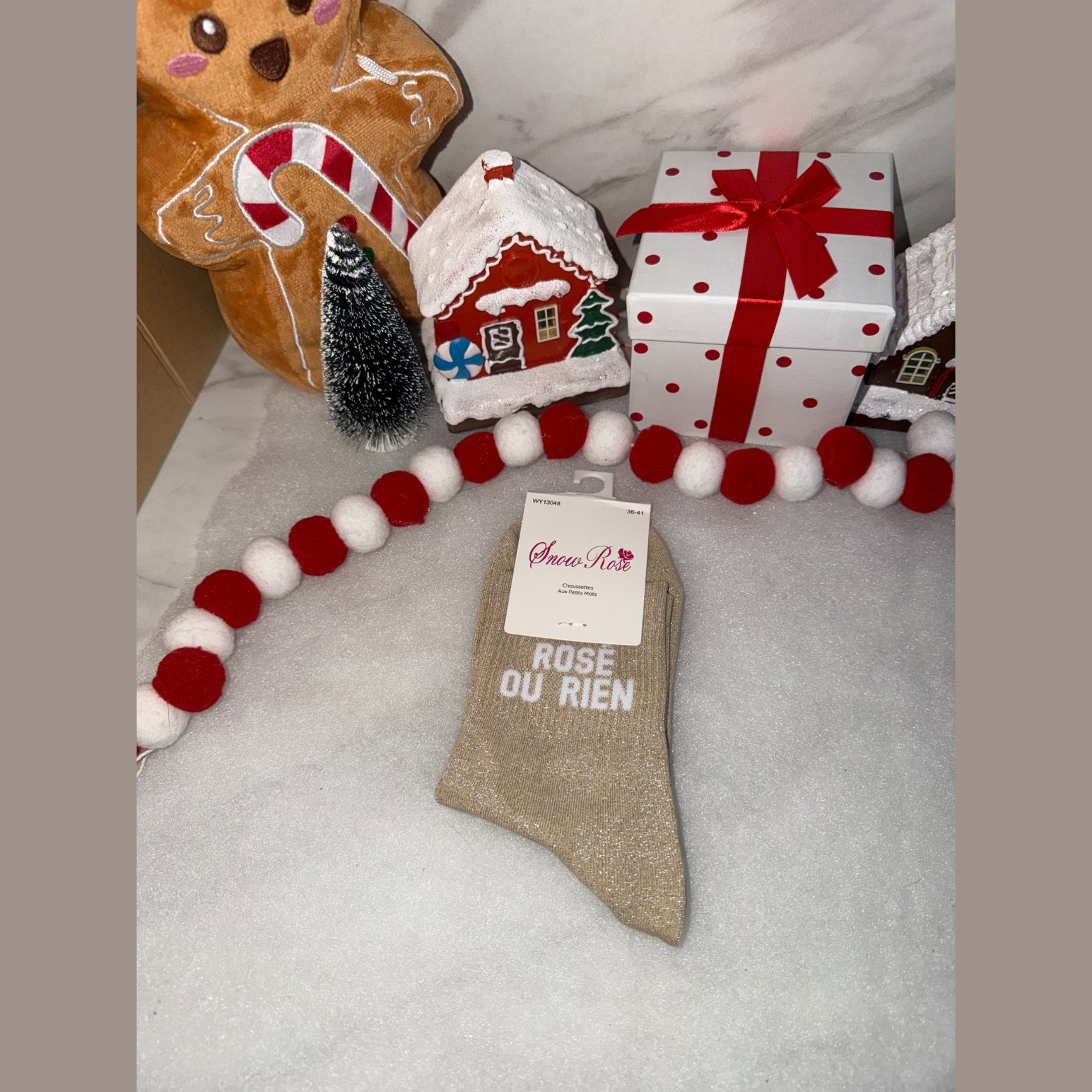 Chaussette à message « Rosé ou rien  » Or