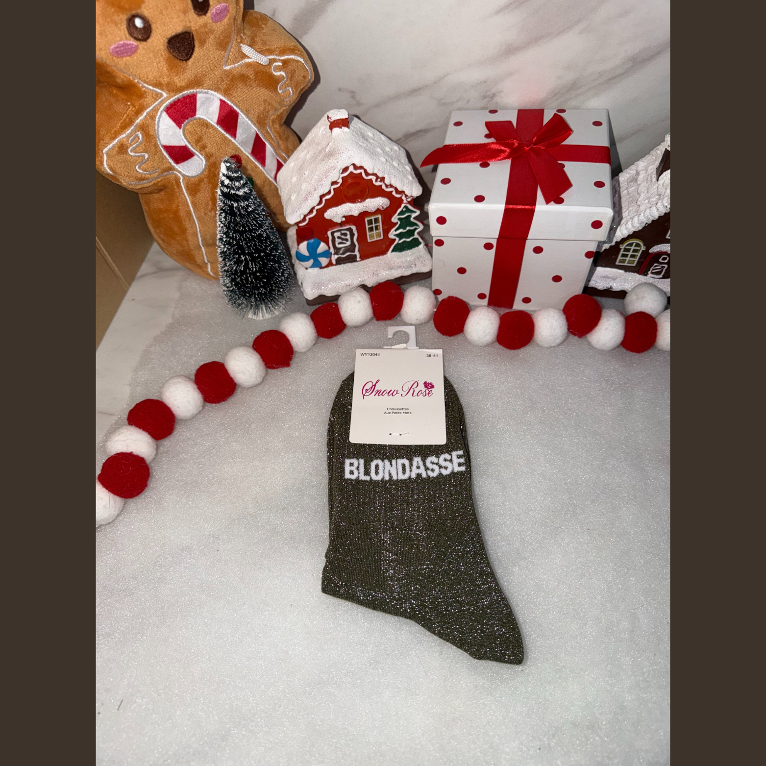 Chaussette à message « Blondasse  » Kaki