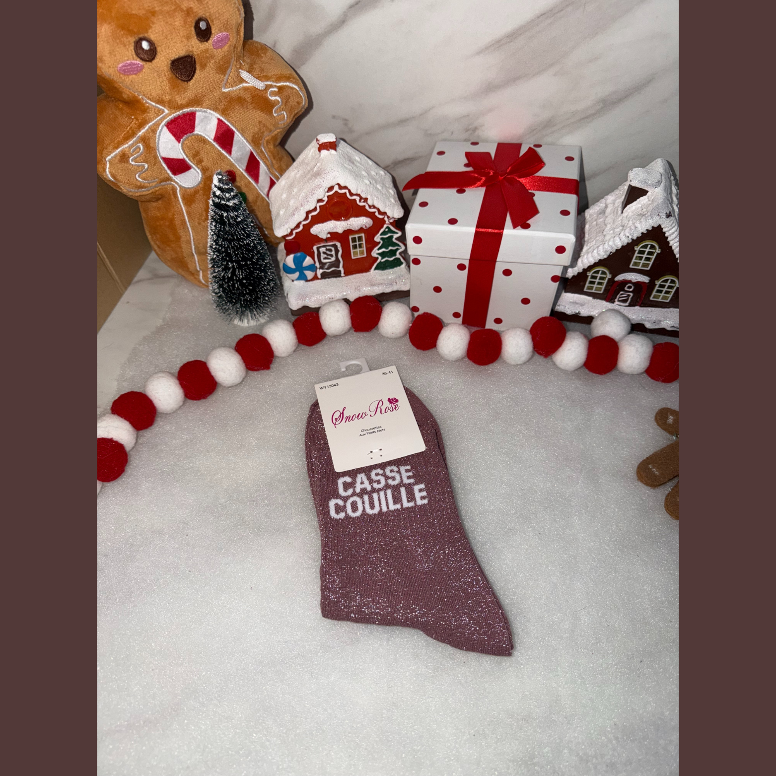 Chaussette à message « Casse couille  » Bordeaux