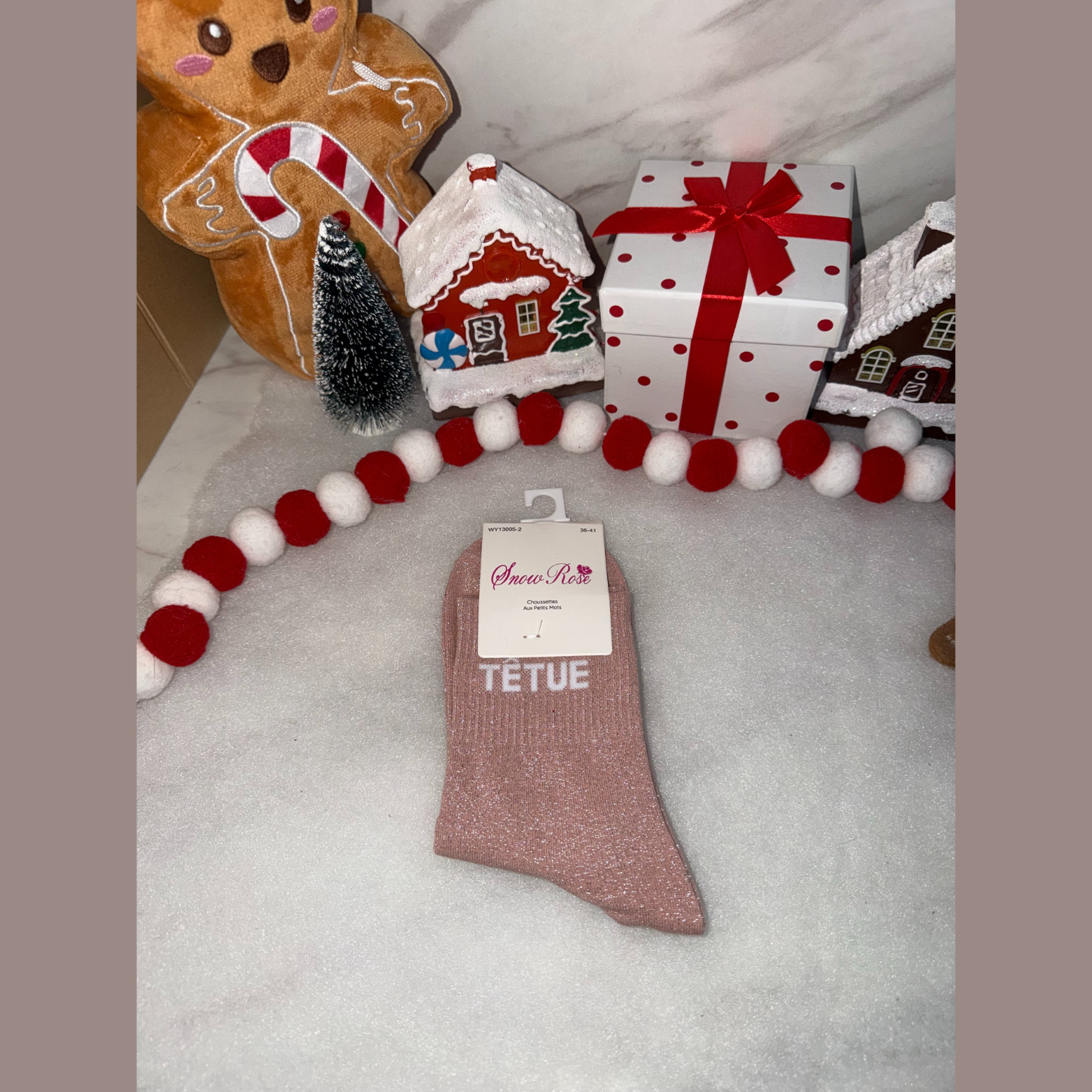 Chaussette à message « Têtue » Rose