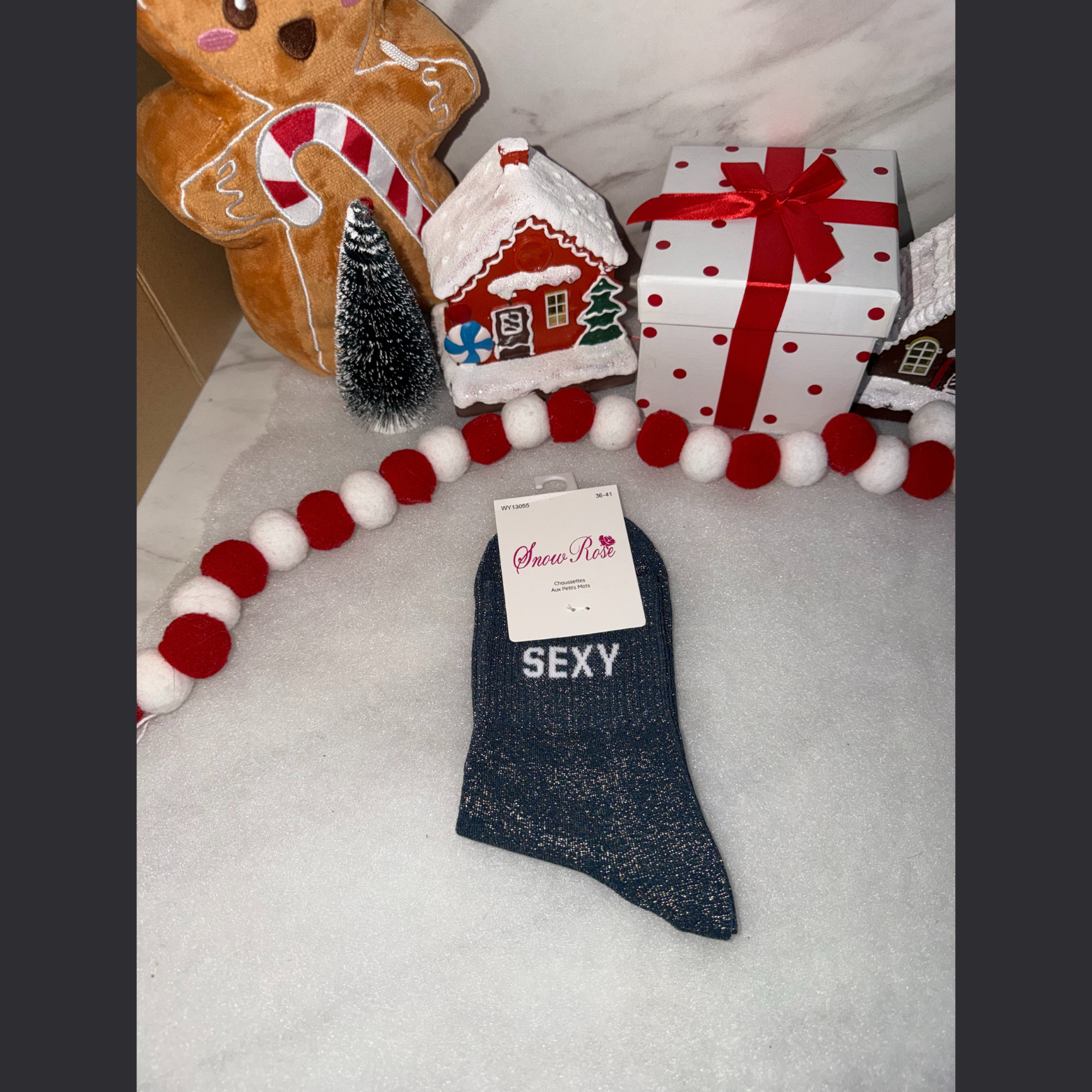 Chaussette à message « Sexy » Bleu Marine