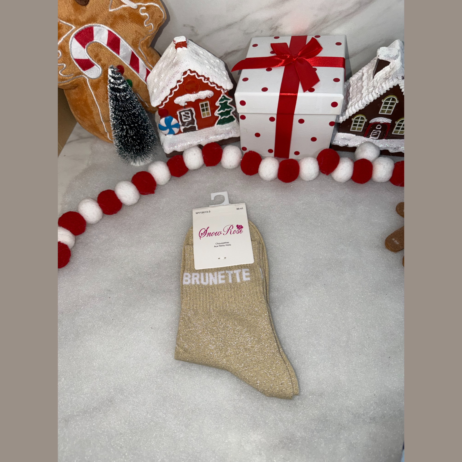 Chaussette à message « Brunette  » Or