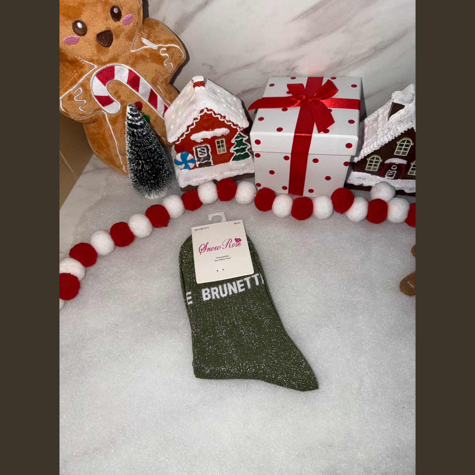 Chaussette à message « Brunette » Vert