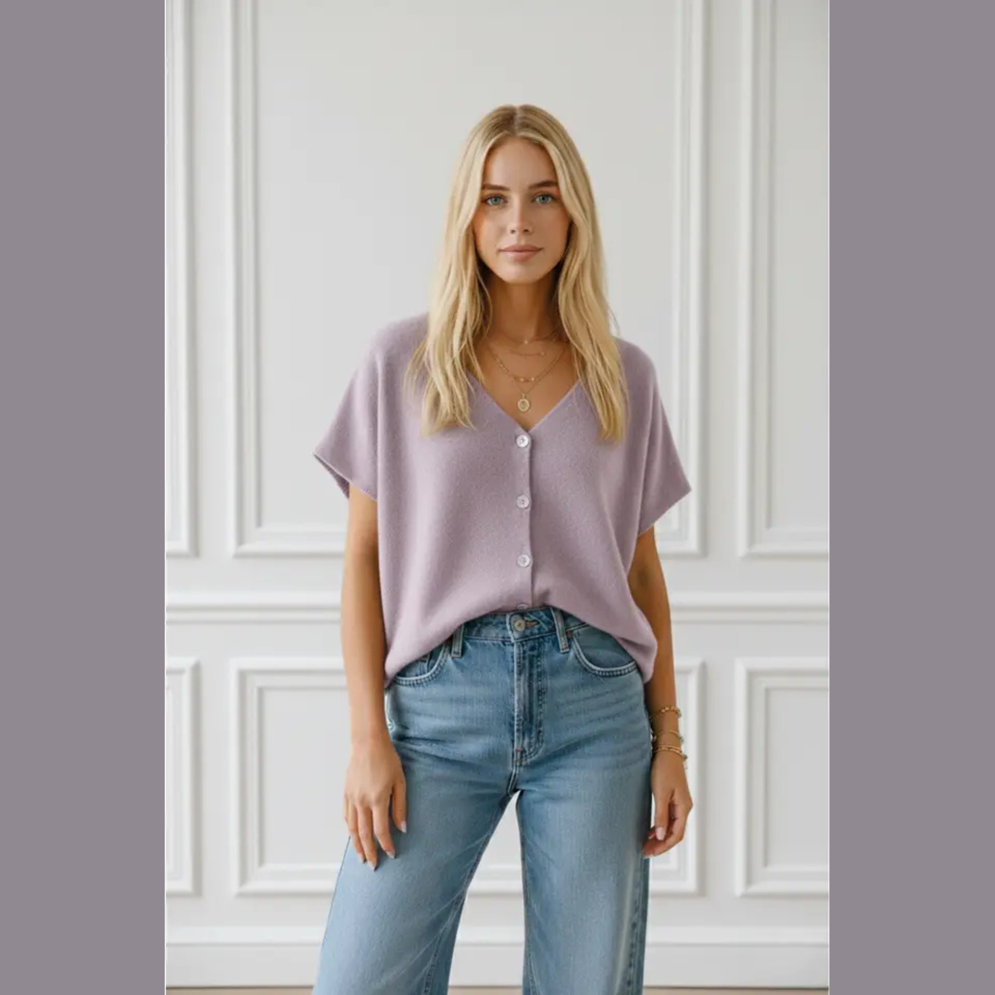 Pull Gilet Large Lilas