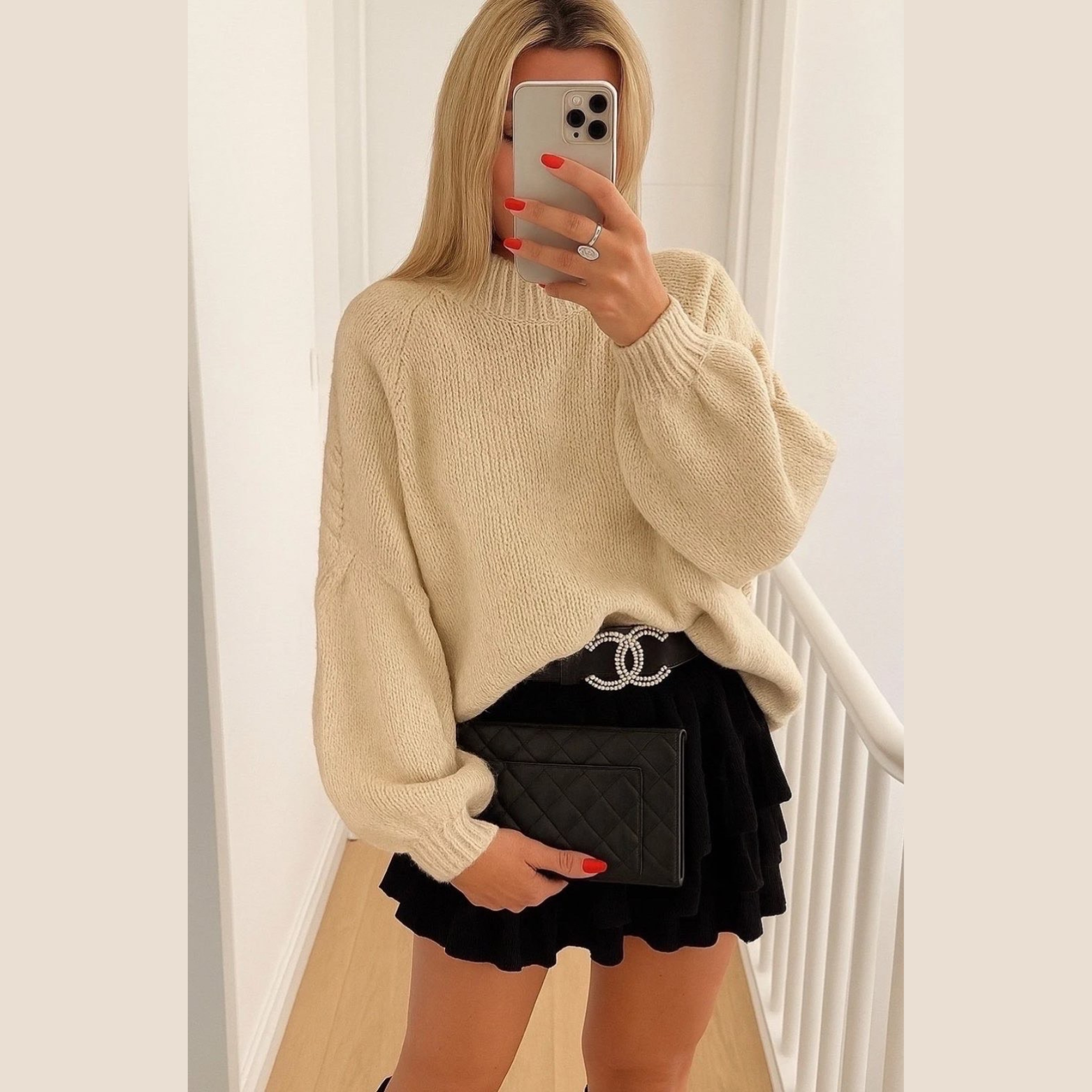 Pull col montant ( Beige )