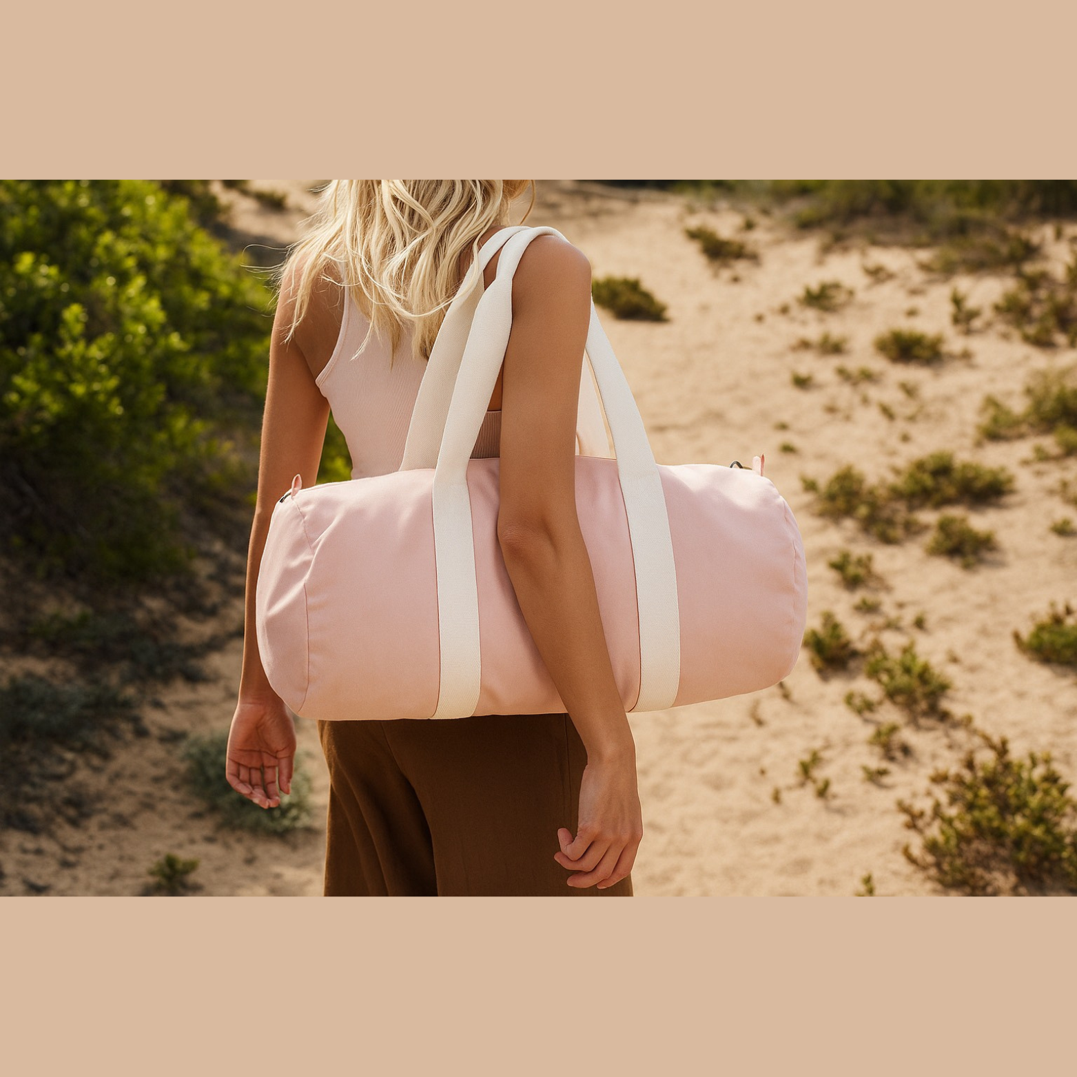 Sac de Voyage en forme de Baril ( Rose pastel )