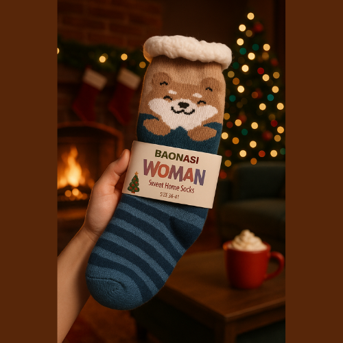 Chaussettes Hiver Douillettes & Mignonnes ( Beige & Bleu)