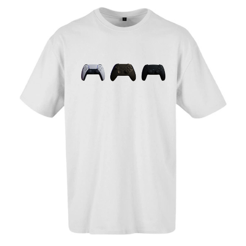 T-shirt Blanc Oversize Confort Classique pour Homme ( Gaming )