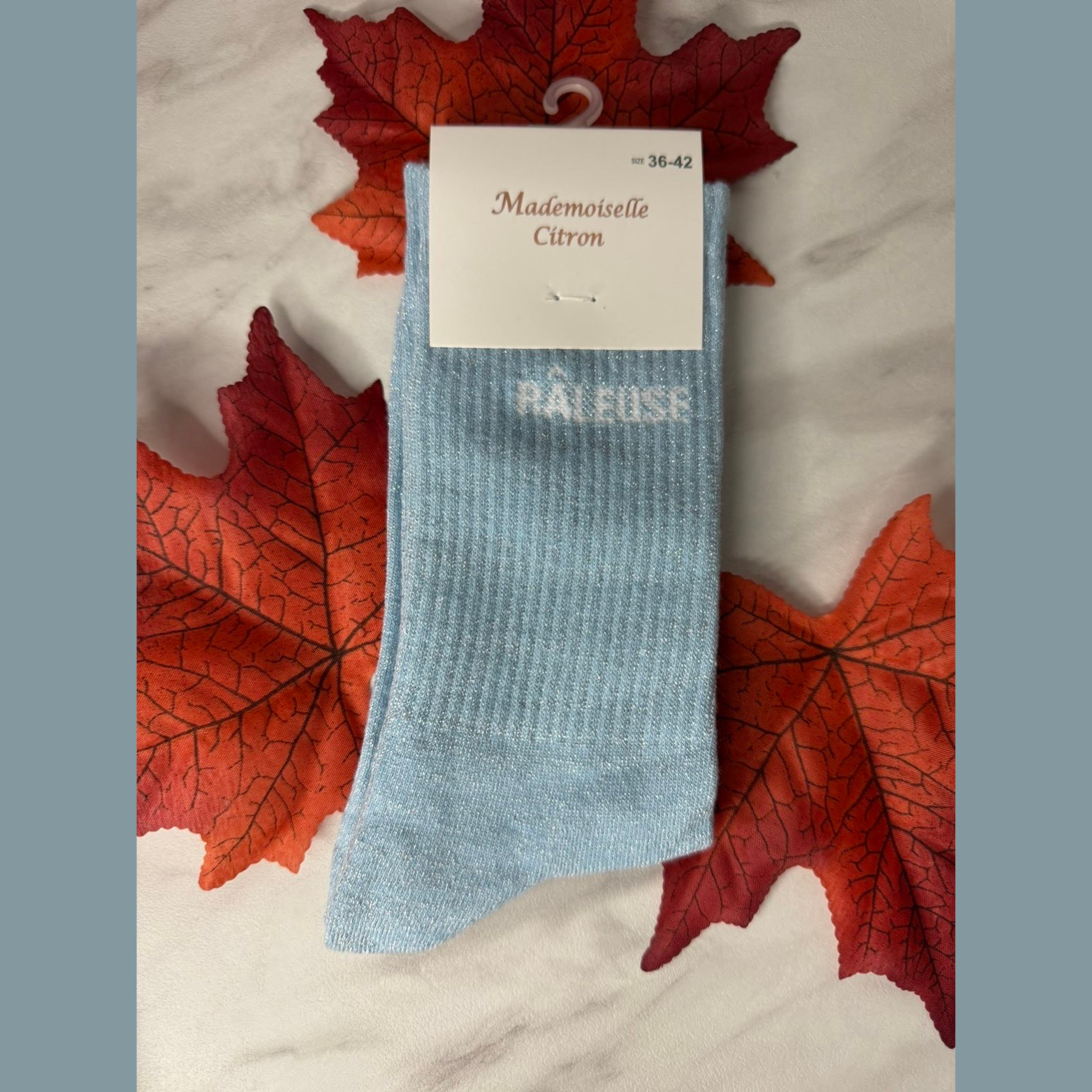 Chaussette à message « Raleuse » Bleu