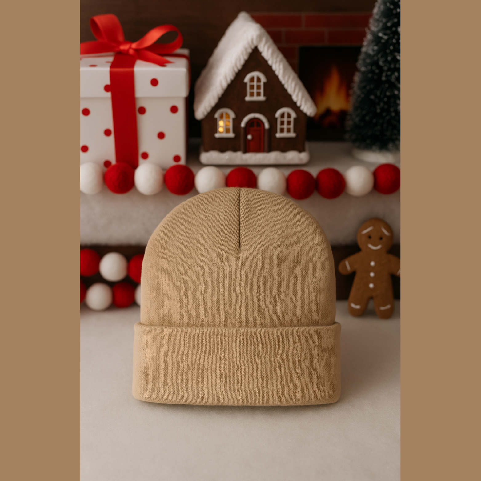 Bonnet uni ( Beige foncé )