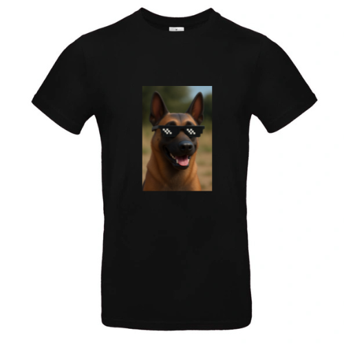 Tee-Shirt Noir Homme 100% Coton ( Chien )