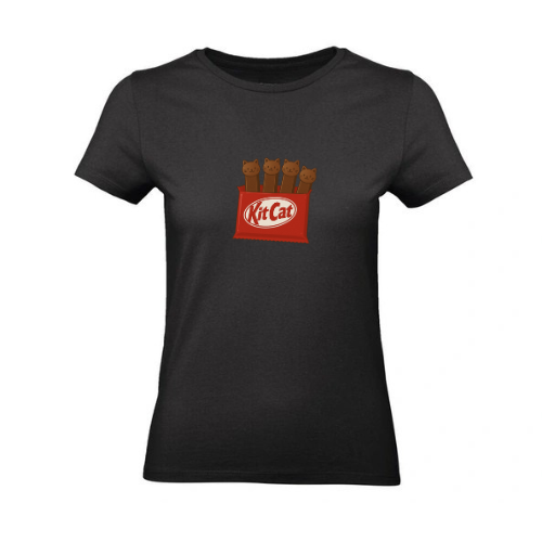 Tee Shirt Femmes Noir 100% Coton ( Kit Cat )