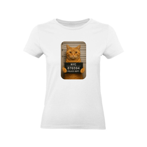 Tee Shirt Femmes Blanc 100% Coton ( Chat )